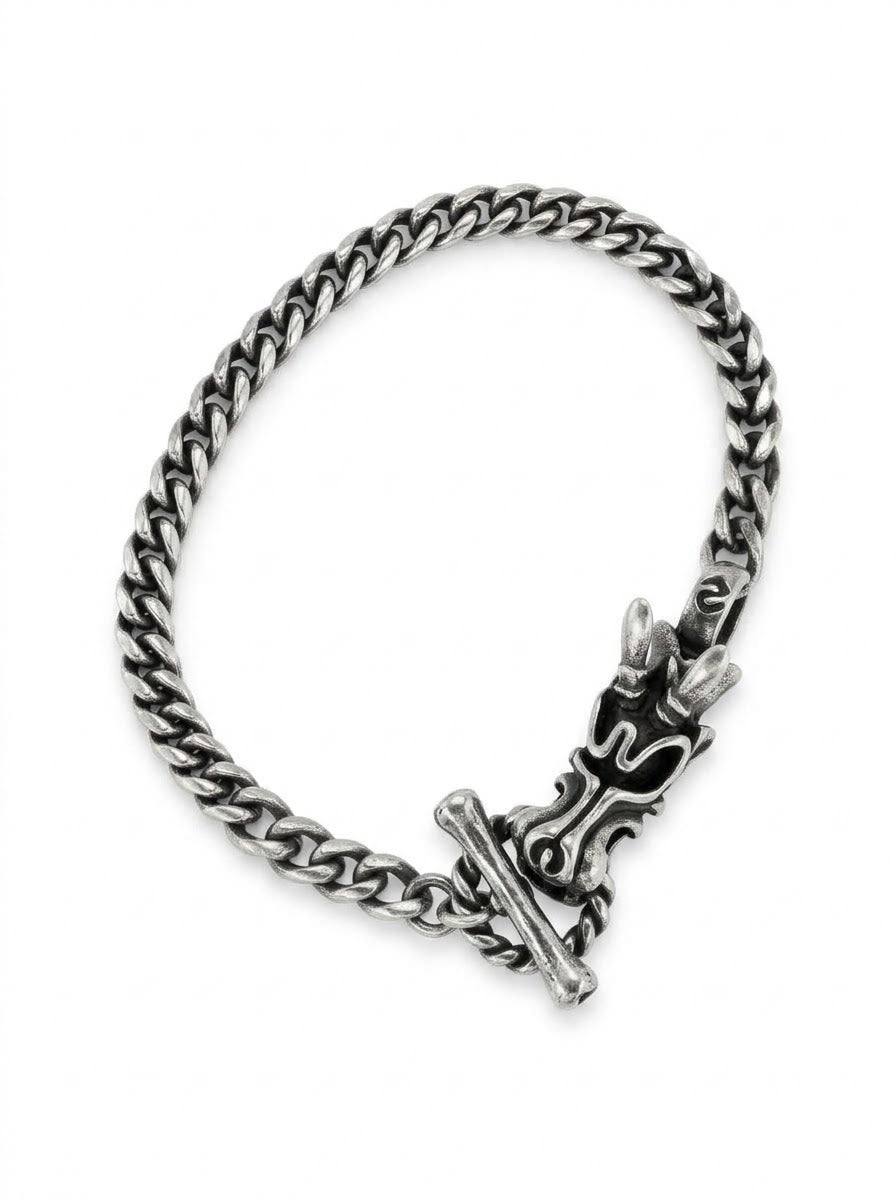 PULSERA MASCULINA DRAGON PLATA QUEMADA