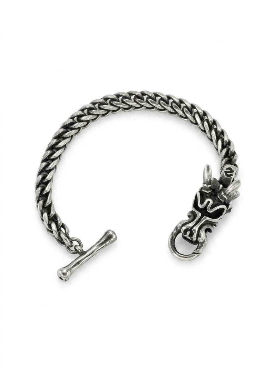 PULSERA MASCULINA DRAGON PLATA QUEMADA