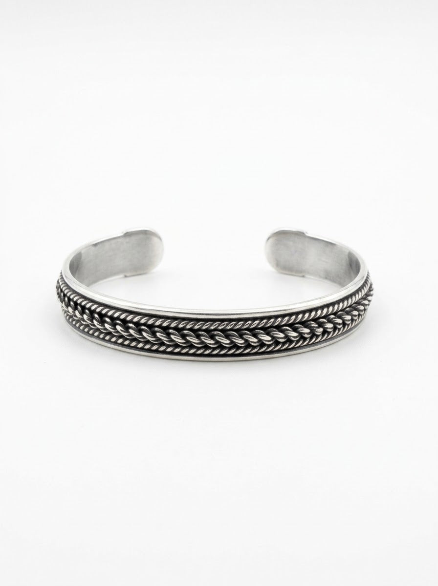 PULSERA MASCULINA BRAZALETE PLATA QUEMADA