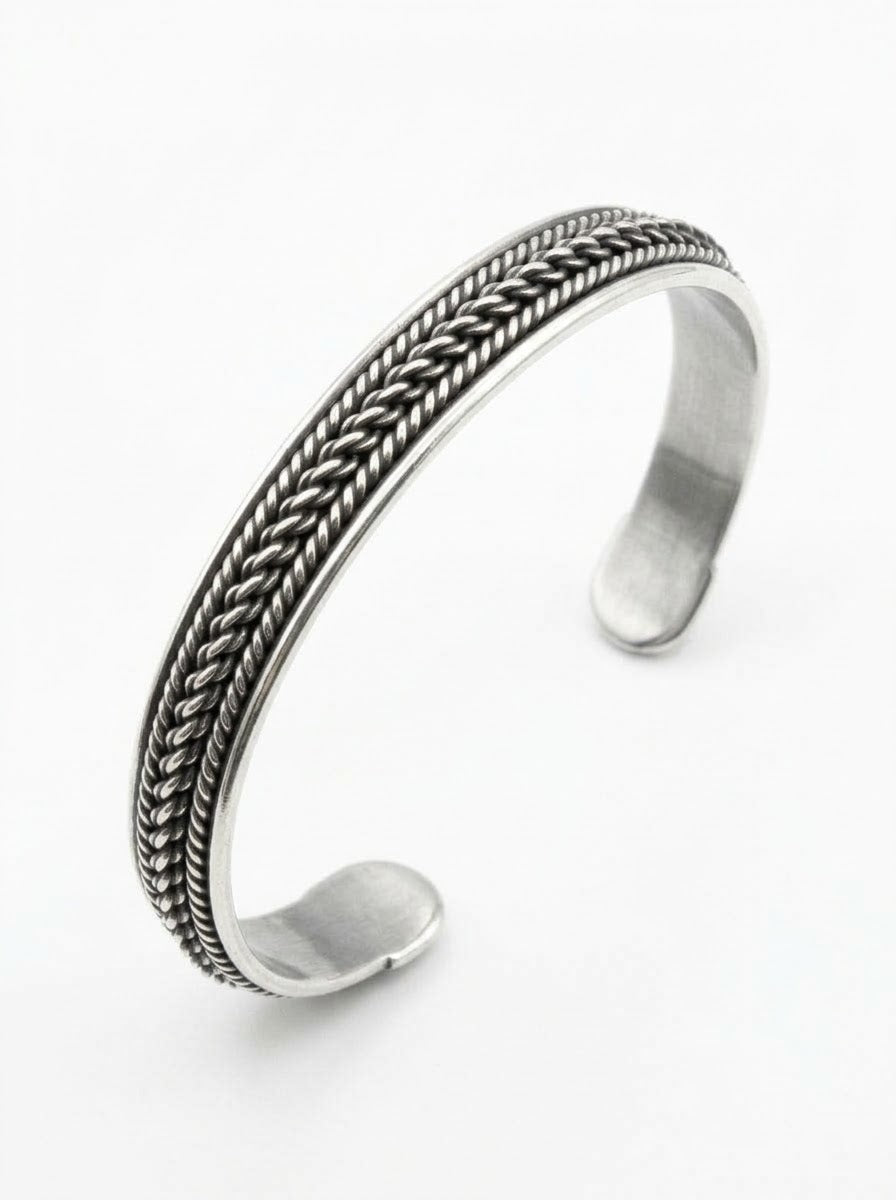 PULSERA MASCULINA BRAZALETE PLATA QUEMADA
