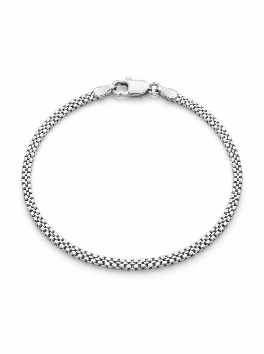 PULSERA MASCULINA DE PLATA TEJIDO CHINO