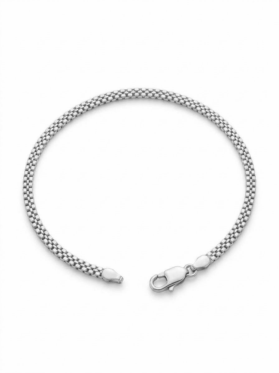 PULSERA MASCULINA DE PLATA TEJIDO CHINO