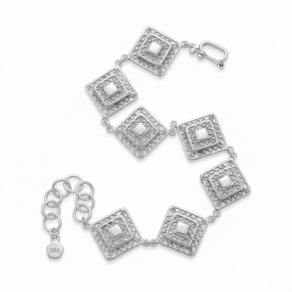 PULSERA DE PLATA FEMENINA ROMBO