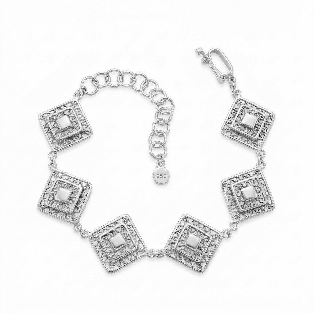 PULSERA DE PLATA FEMENINA ROMBO