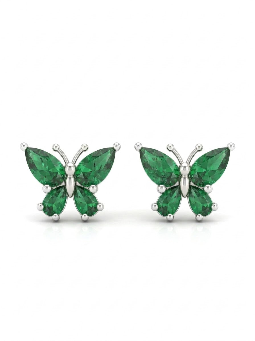 ARETE DE PLATA MARIPOSA VERDE