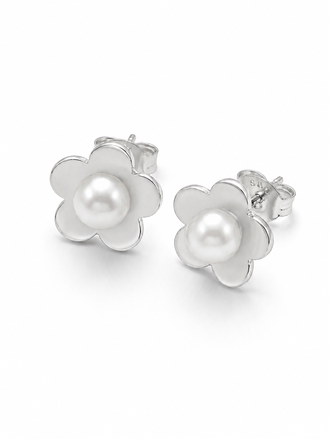 JUEGO DE PLATA FLOR CON PERLA