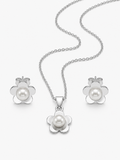 JUEGO DE PLATA FLOR CON PERLA