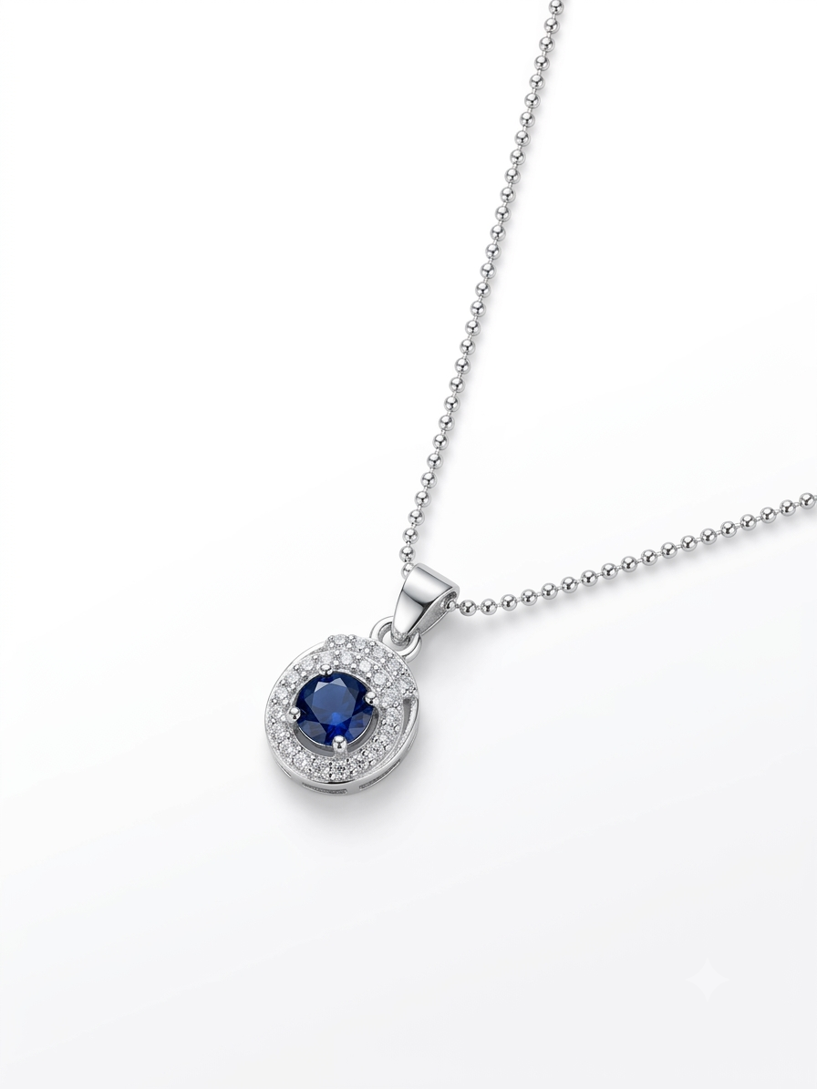 JUEGO DE PLATA  ARETE Y COLLAR AZUL