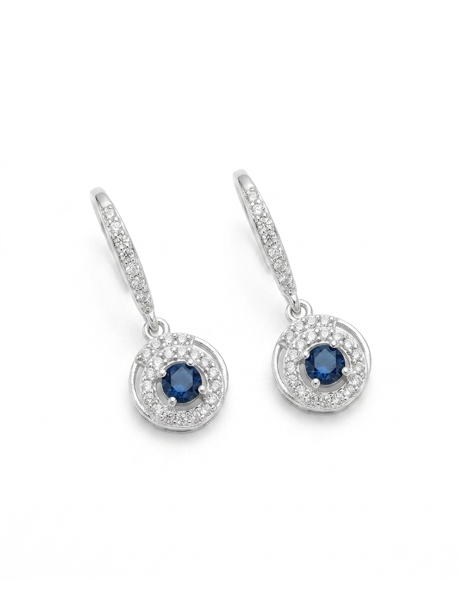 JUEGO DE PLATA  ARETE Y COLLAR AZUL
