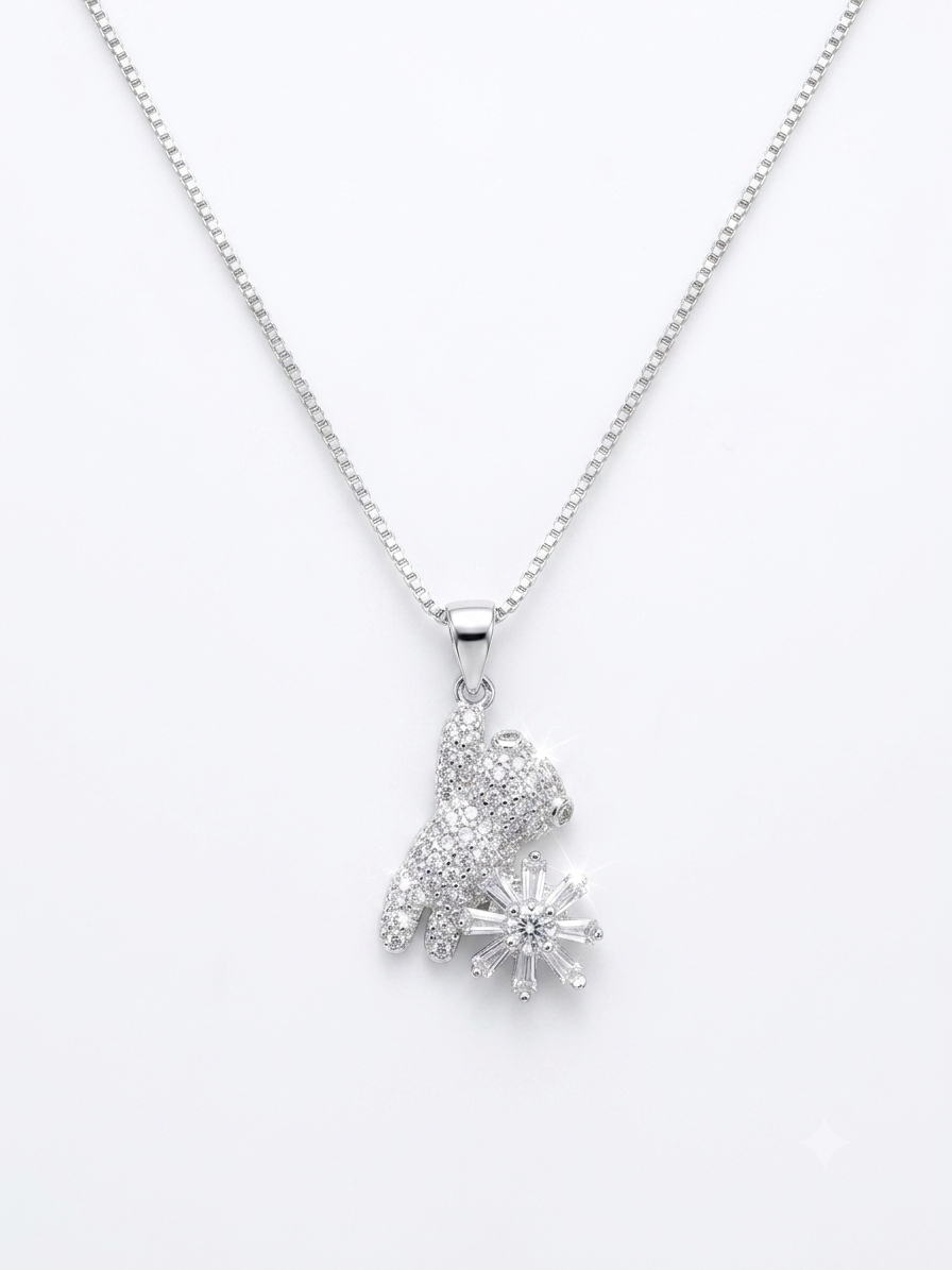COLLAR DE PLATA OSITO GIRATORIO