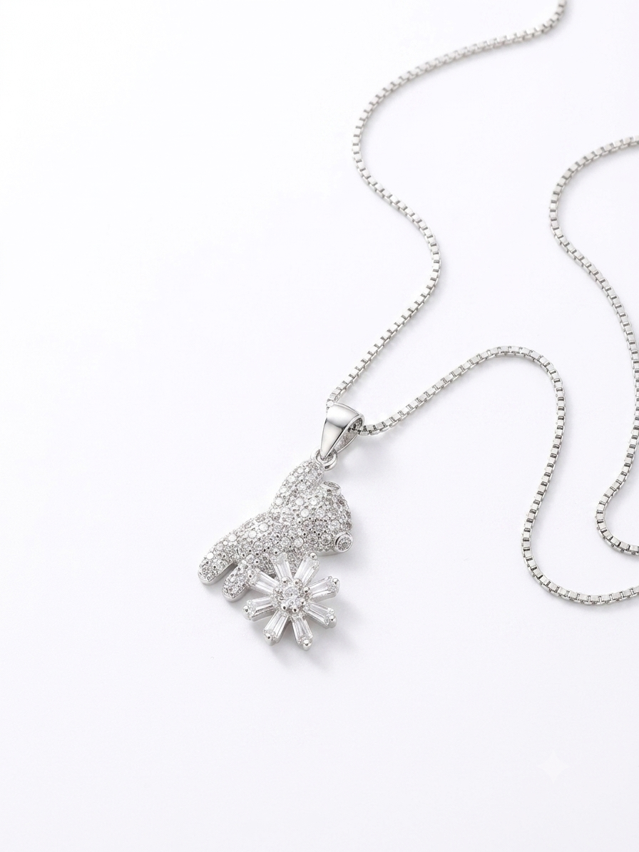 COLLAR DE PLATA OSITO GIRATORIO