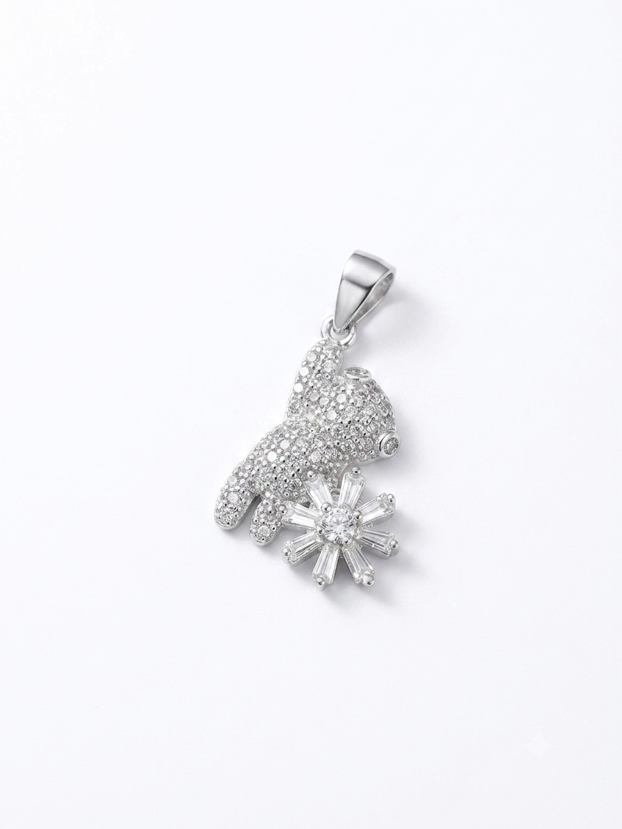 COLLAR DE PLATA OSITO GIRATORIO