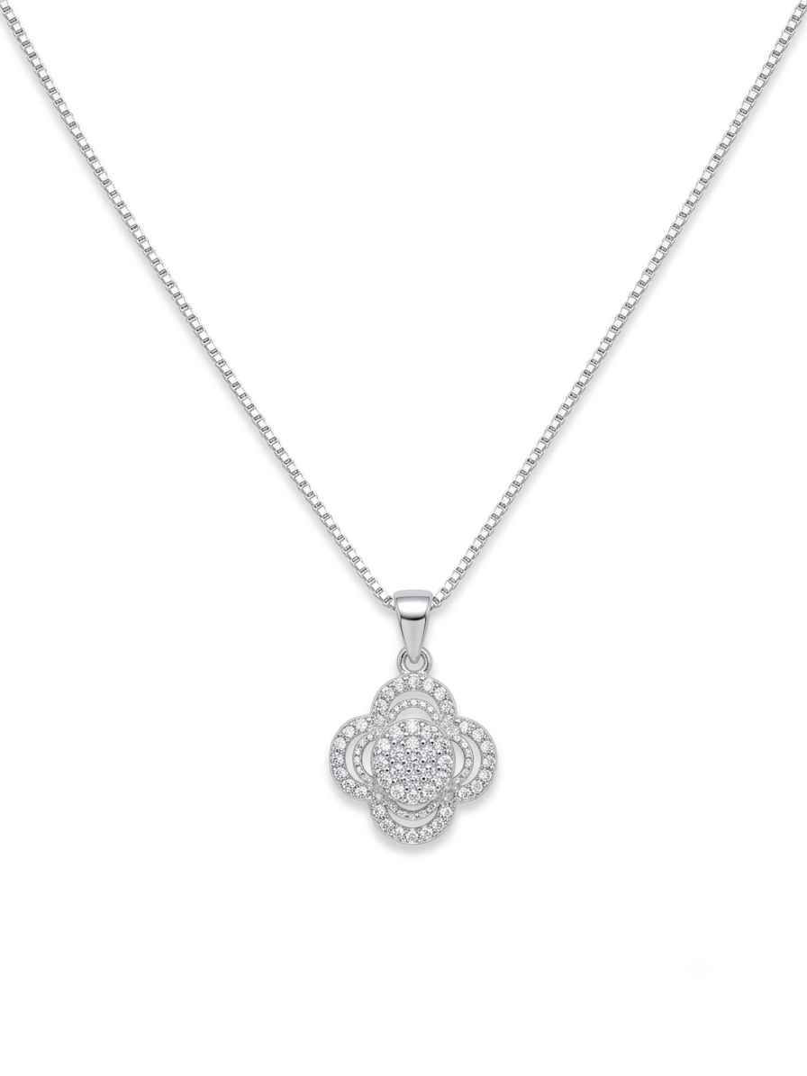 COLLAR DE PLATA GIRATORIO CON CIRCONES BLANCOS