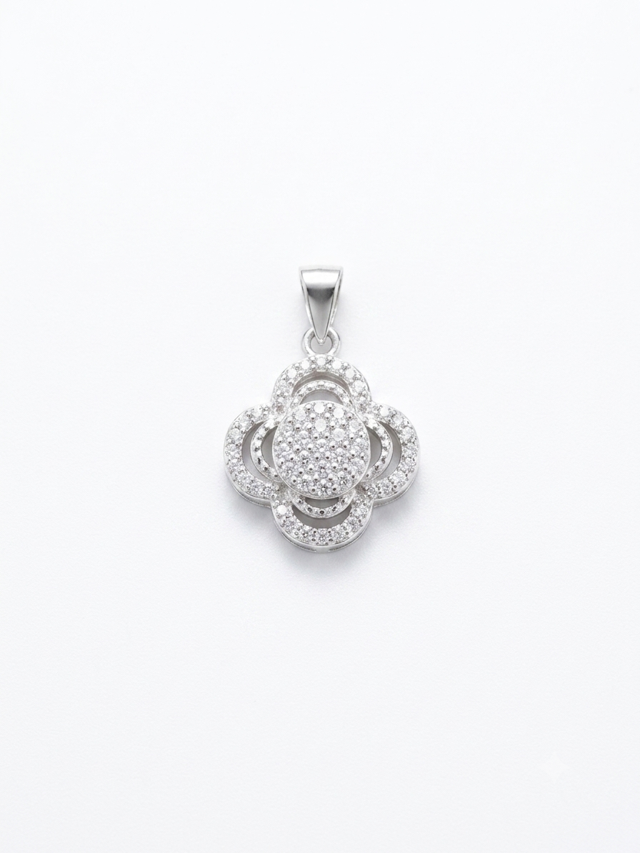 COLLAR DE PLATA GIRATORIO CON CIRCONES BLANCOS