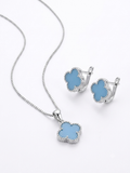 JUEGO DE COLLAR Y ARETES DE PLATA VAN GLEEF CELESTE