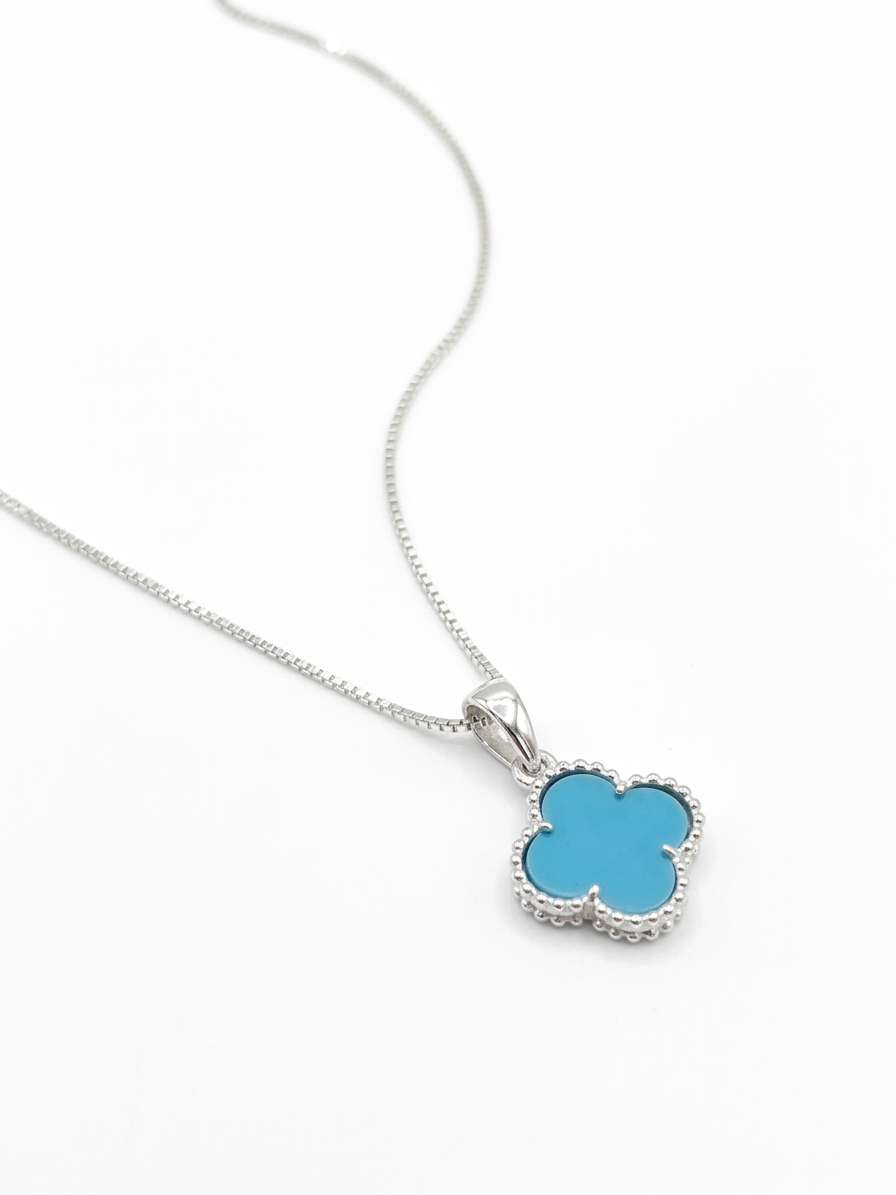 JUEGO DE COLLAR Y ARETES DE PLATA VAN GLEEF CELESTE