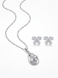 JUEGO DE PLATA ARETE Y COLLAR MARIPOSA