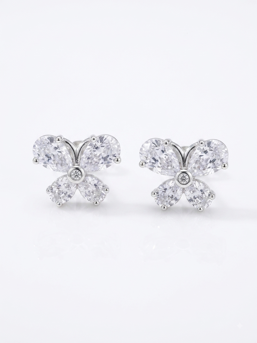 JUEGO DE PLATA ARETE Y COLLAR MARIPOSA