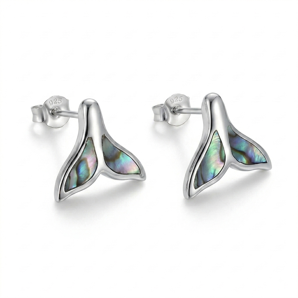 JUEGO DE PLATA COLLAR Y ARETE COLA DE SIRENA