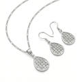 JUEGO DE PLATA ARETE Y COLLAR RAQUETA