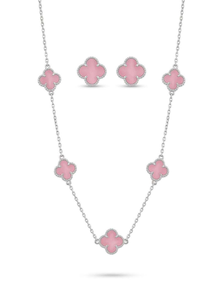 CONJUNTO DE PLATA ARETE Y COLLAR VAN GLEEF