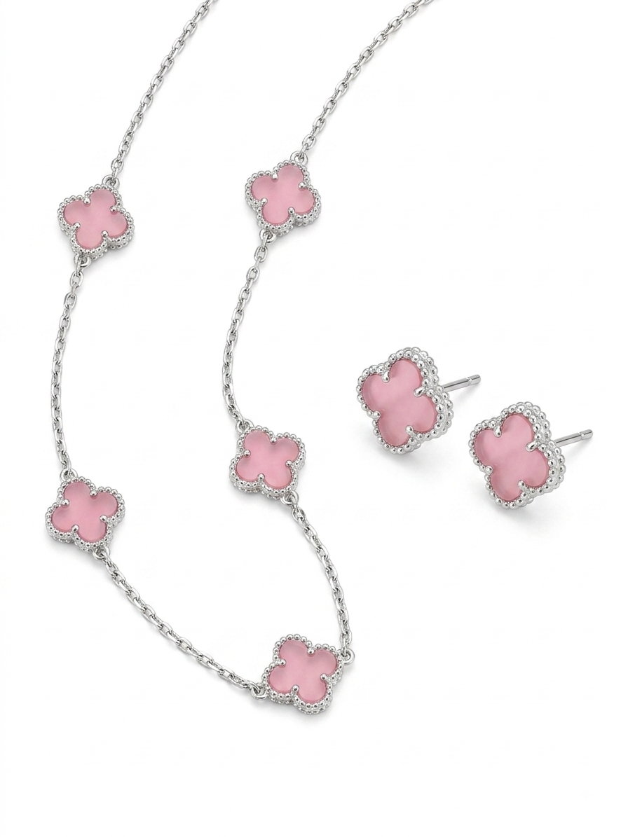 CONJUNTO DE PLATA ARETE Y COLLAR VAN GLEEF