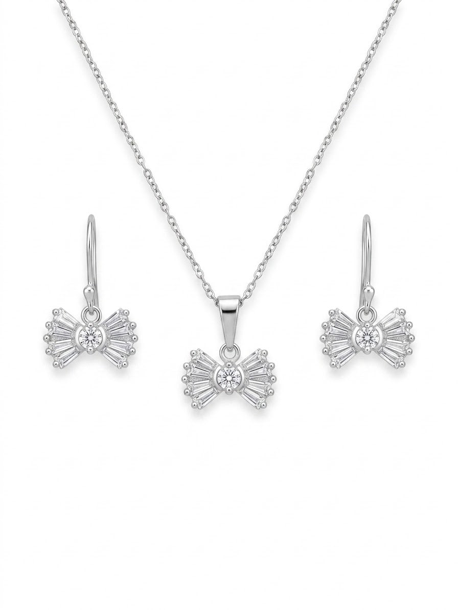 JUEGO DE PLATA ARETE Y COLLAR LAZO