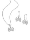 JUEGO DE PLATA ARETE Y COLLAR LAZO