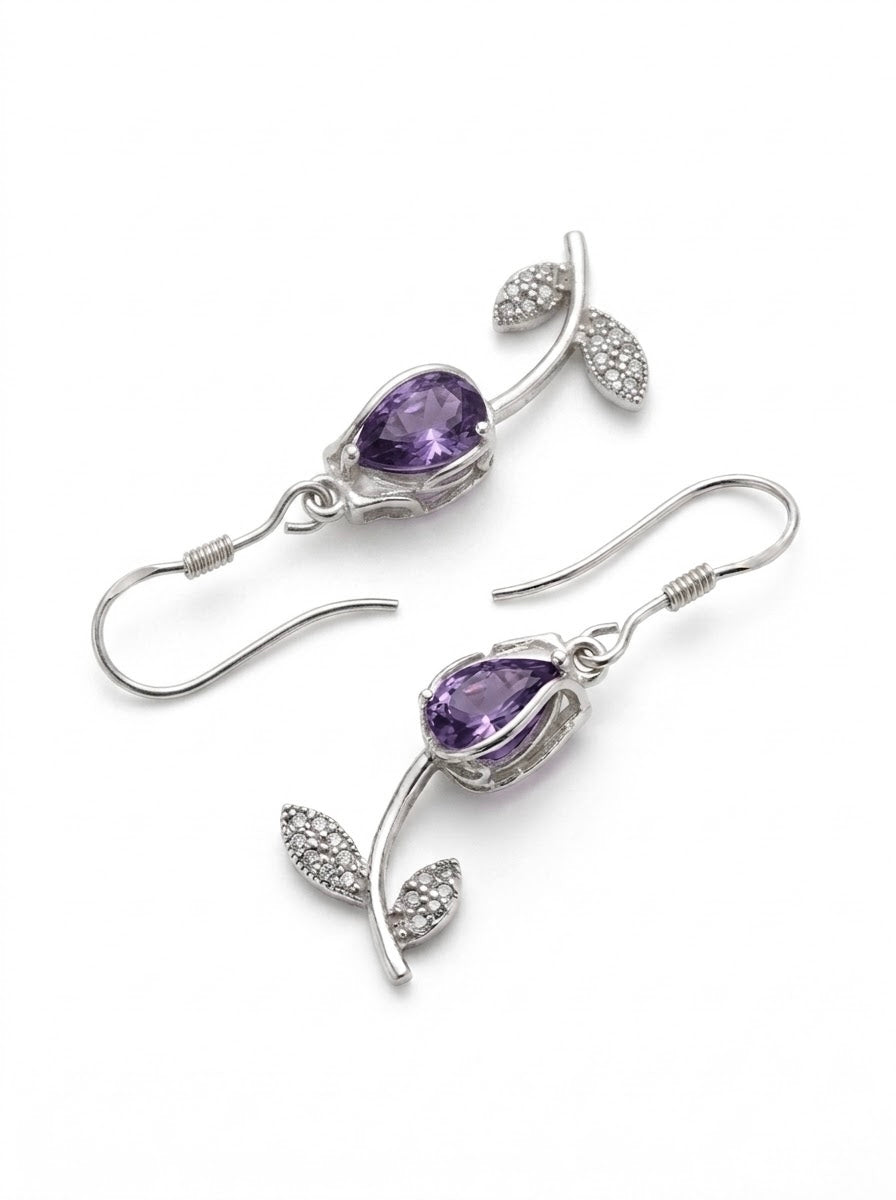 ARETE DE PLATA TULIPÁN MORADO