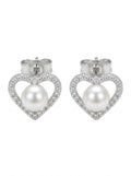 ARETE DE PLATA CORAZÓN PERLA