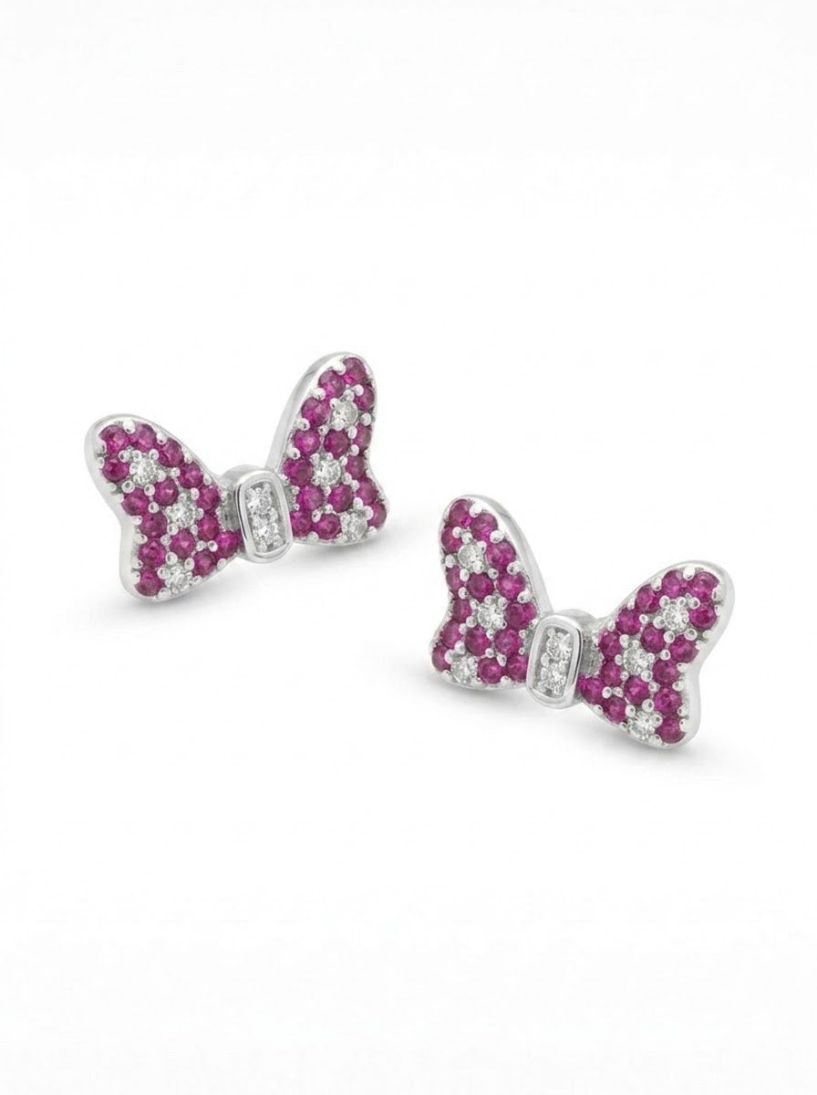 ARETE DE PLATA LAZO ROSADO