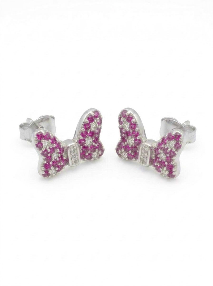 ARETE DE PLATA LAZO ROSADO