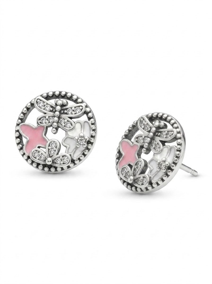 ARETE DE PLATA PEGADO MARIPOSAS