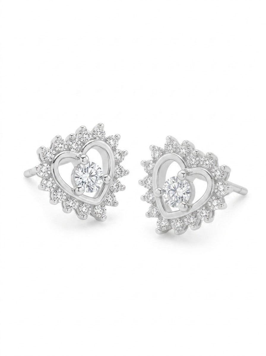 ARETE DE PLATA CORAZÓN ELEGANTE