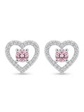 ARETE DE PLATA CORAZÓN ROSADO