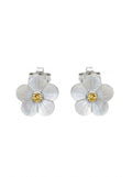 ARETE DE PLATA FLOR NÁCAR Y LAMINA DE ORO