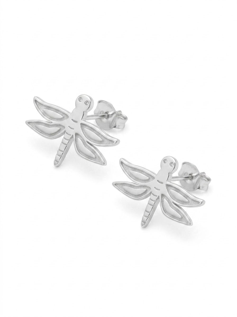 ARETE DE PLATA PEGADO LIBÉLULA