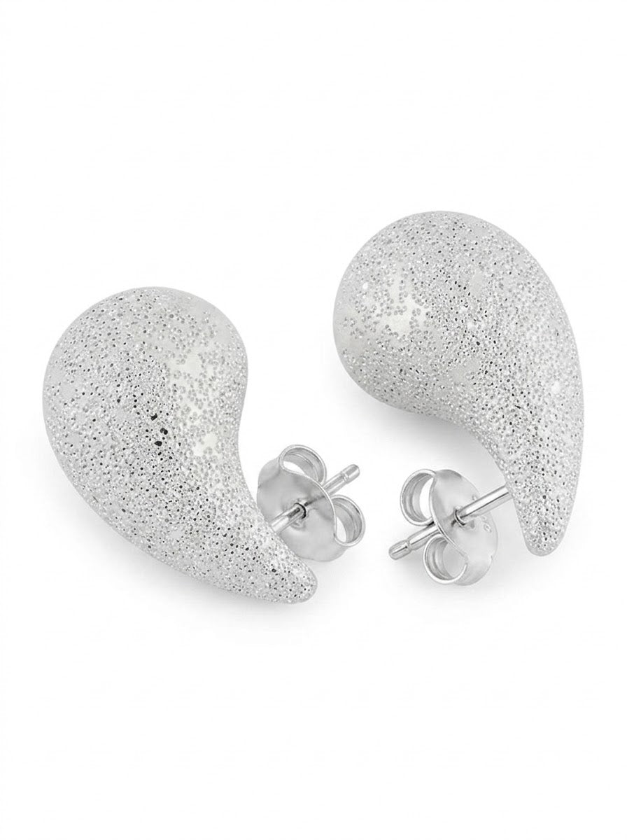 ARETE DE PLATA GOTA  ESCARCHADA GRANDE