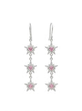 ARETE DE PLATA ESTRELLAS ROSADO
