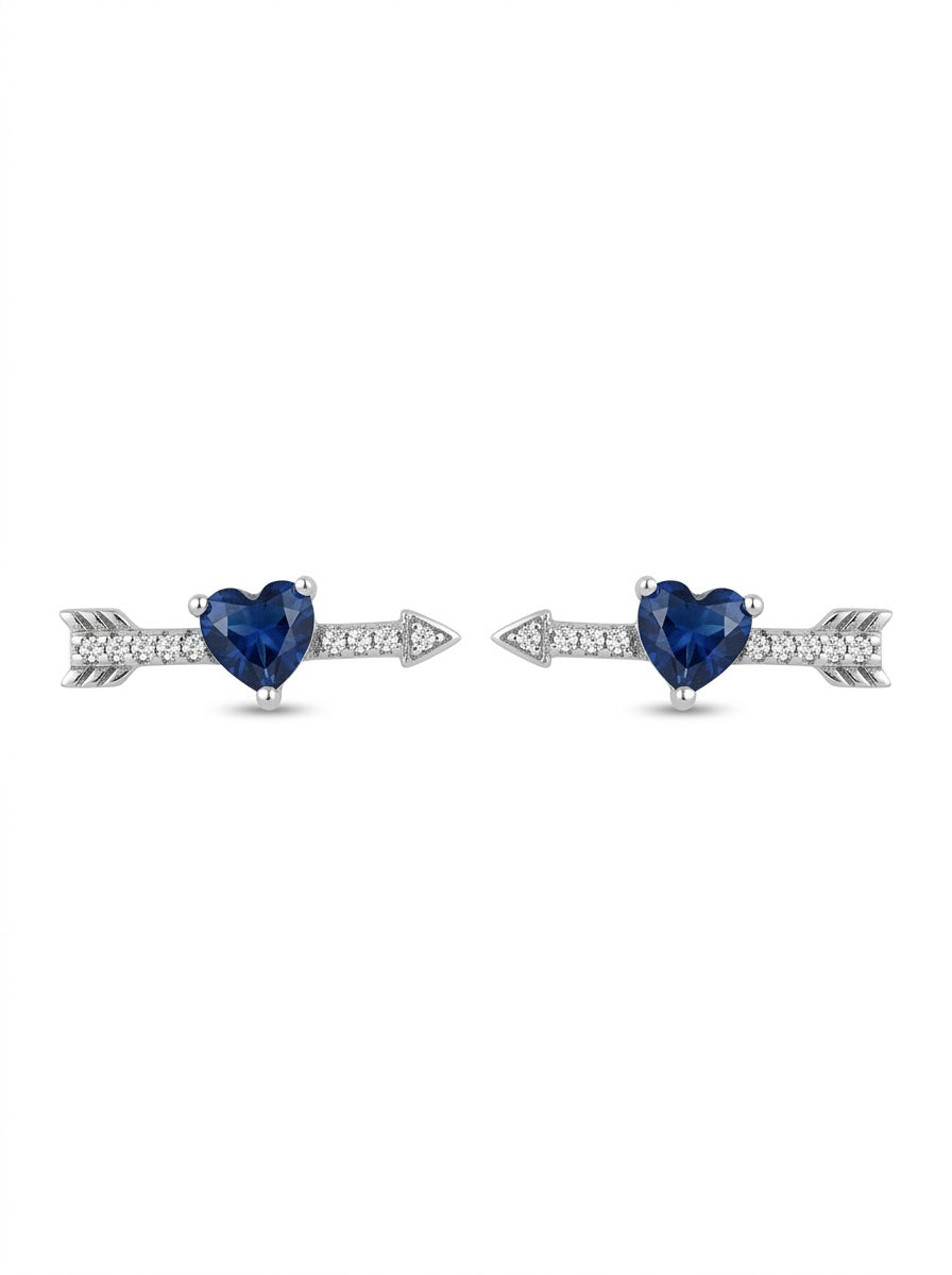 ARETE DE PLATA FLECHA CORAZÓN AZUL