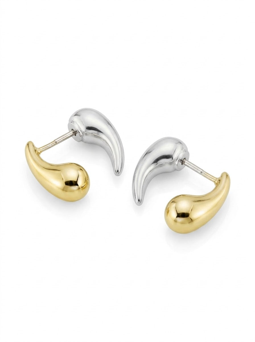ARETE DE PLATA GOTA BAÑO EN ORO Y PLATA PURA