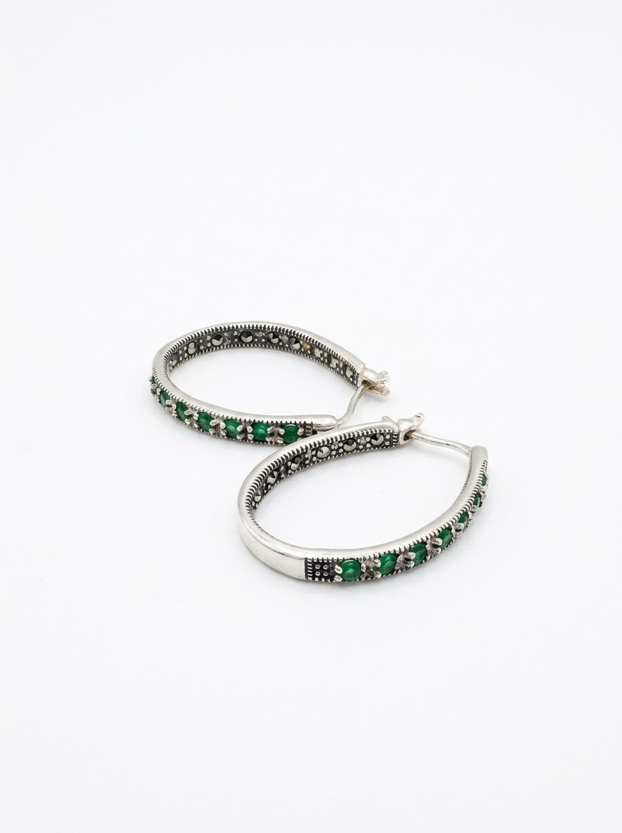 ARGOLLA DE PLATA MARQUECITAS CIRCONES VERDES