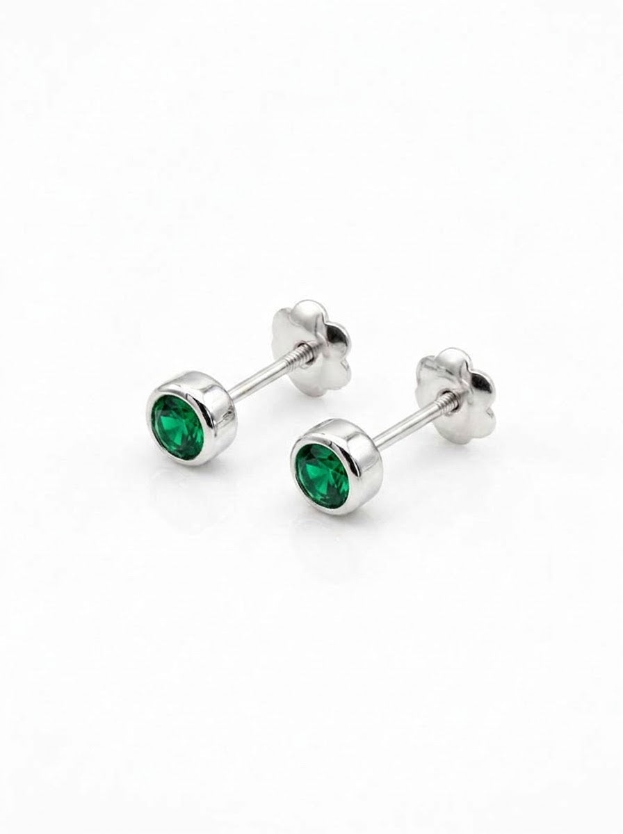 ARETE DE PLATA PEGADO CIRCÓN VERDE