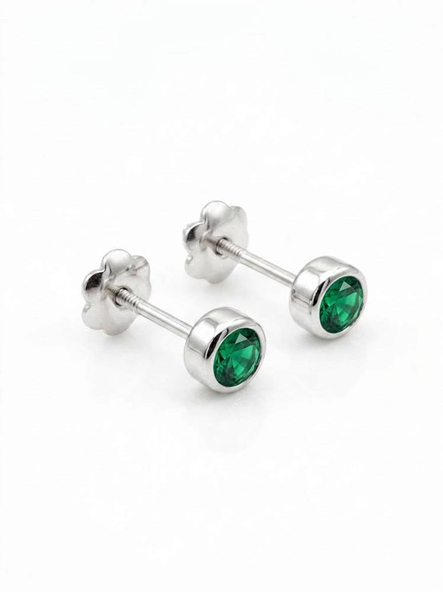 ARETE DE PLATA PEGADO CIRCÓN VERDE