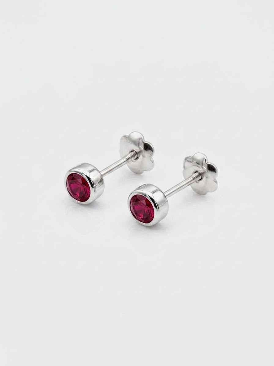 ARETE DE PLATA PEGADO ROJO