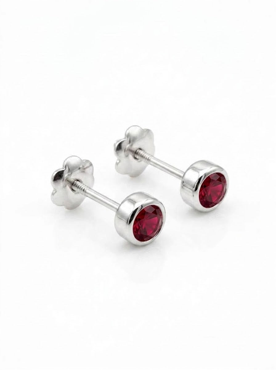 ARETE DE PLATA PEGADO ROJO