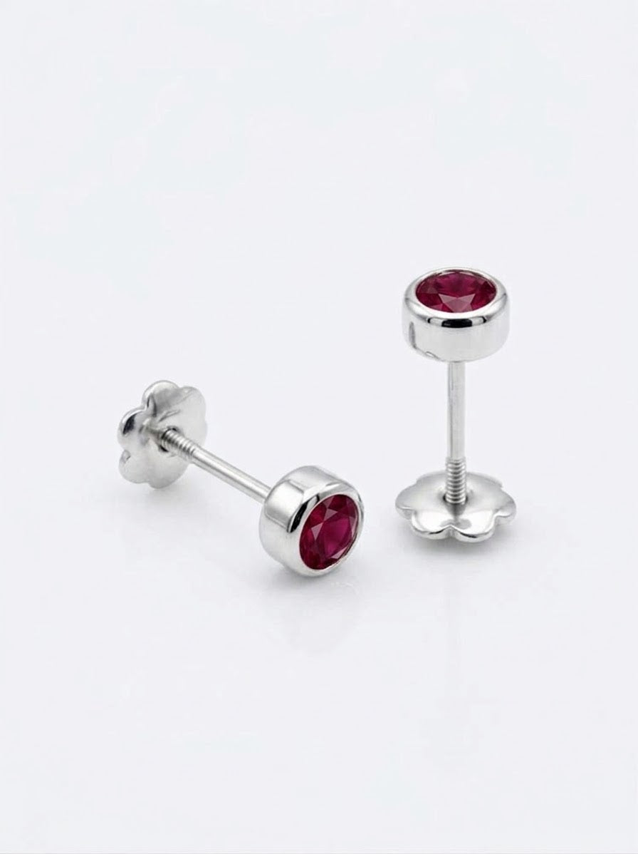 ARETE DE PLATA PEGADO ROJO