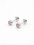 ARETE DE PLATA PEGADO CIRCÓN ROSADO