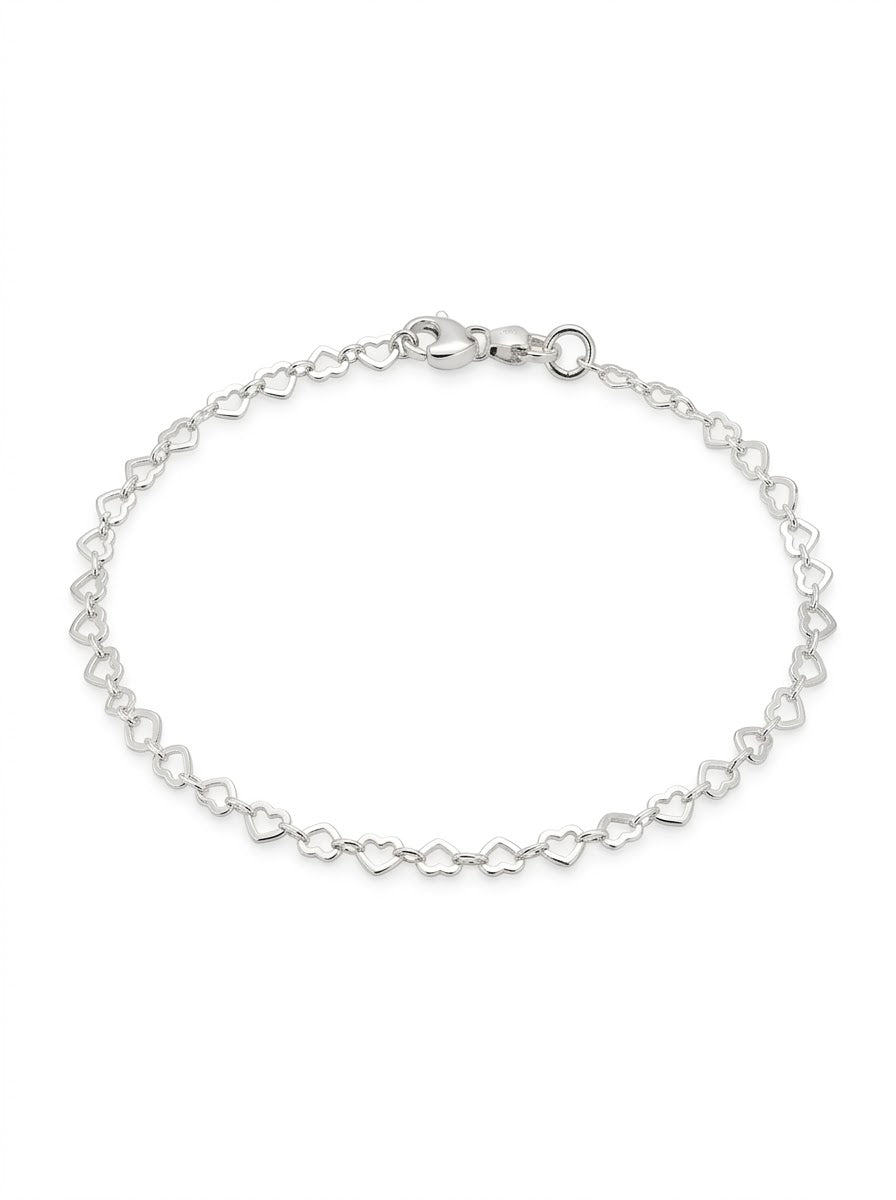 PULSERA DE PLATA FEMENINA DE CORAZONES