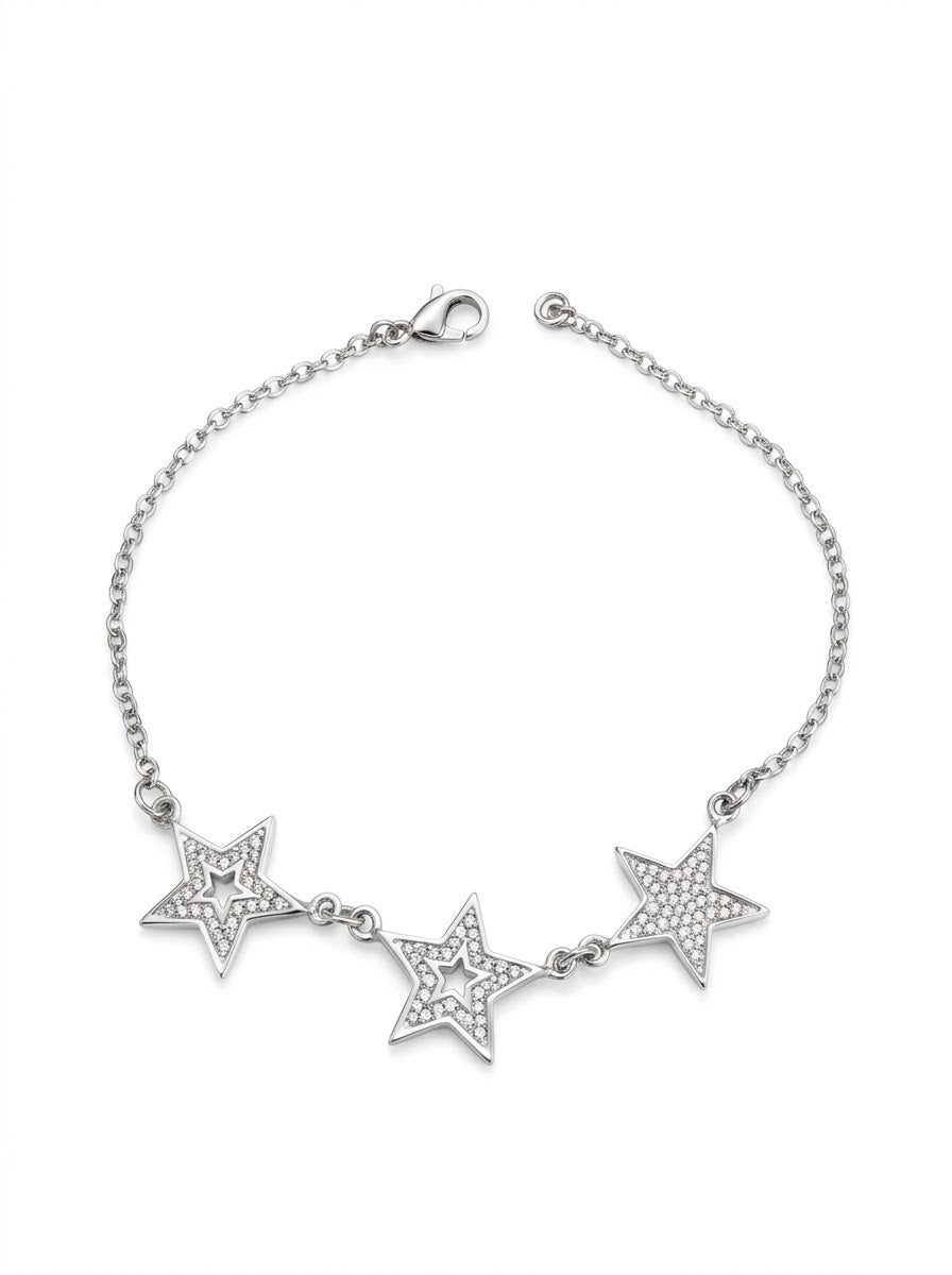 PULSERA FEMENINA DE PLATA ESTRELLAS